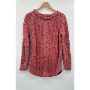 Vintage LL Bean Signature Womens Medium Sweater Chunky Cable Knit Fisherman Cozy